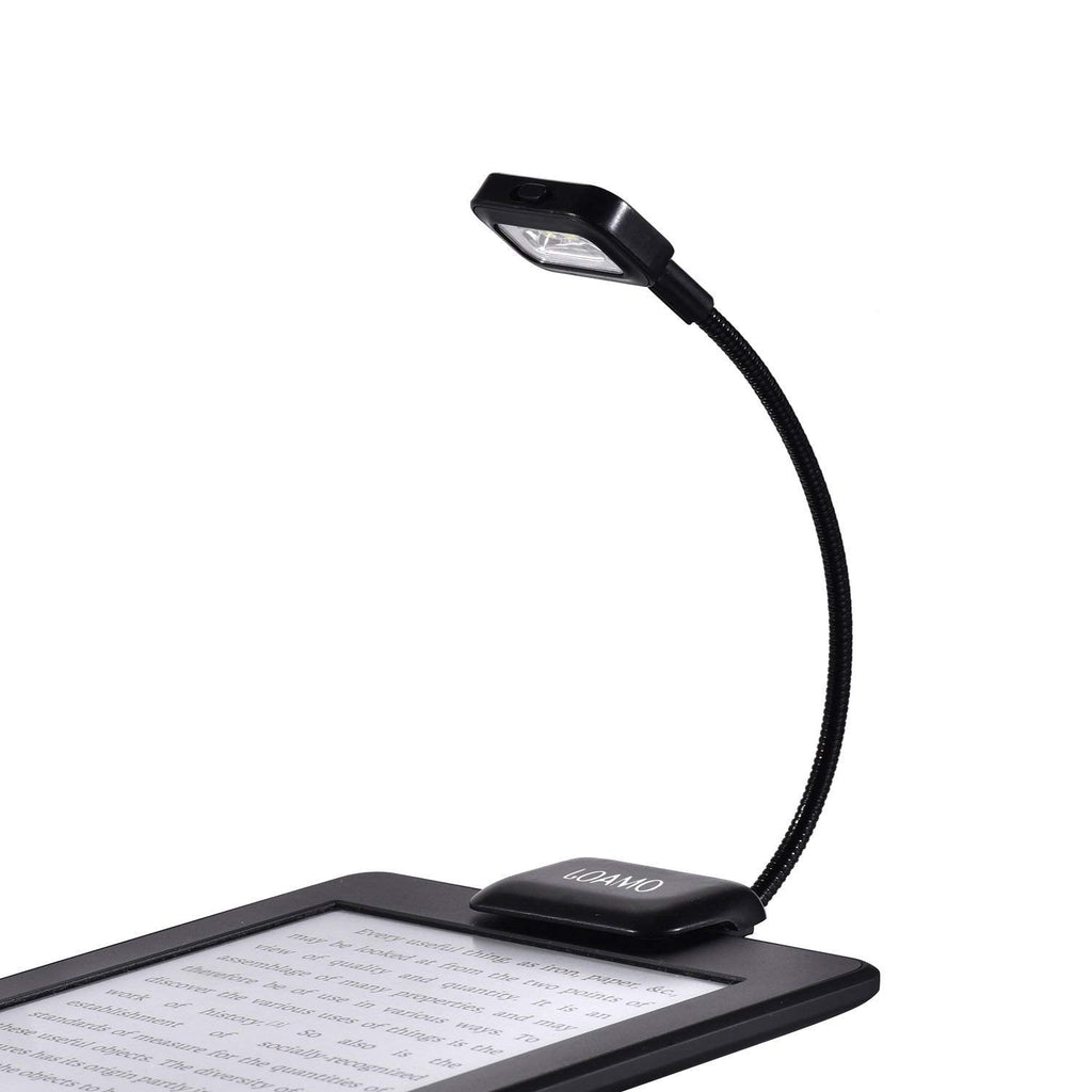  [AUSTRALIA] - LOAMO Book Light Clip-On LED Reading Light Flexible Neck with 2 Levels of Lumen Intensity for Nook, eBook Readers, Tablet, Book, Textbook and More