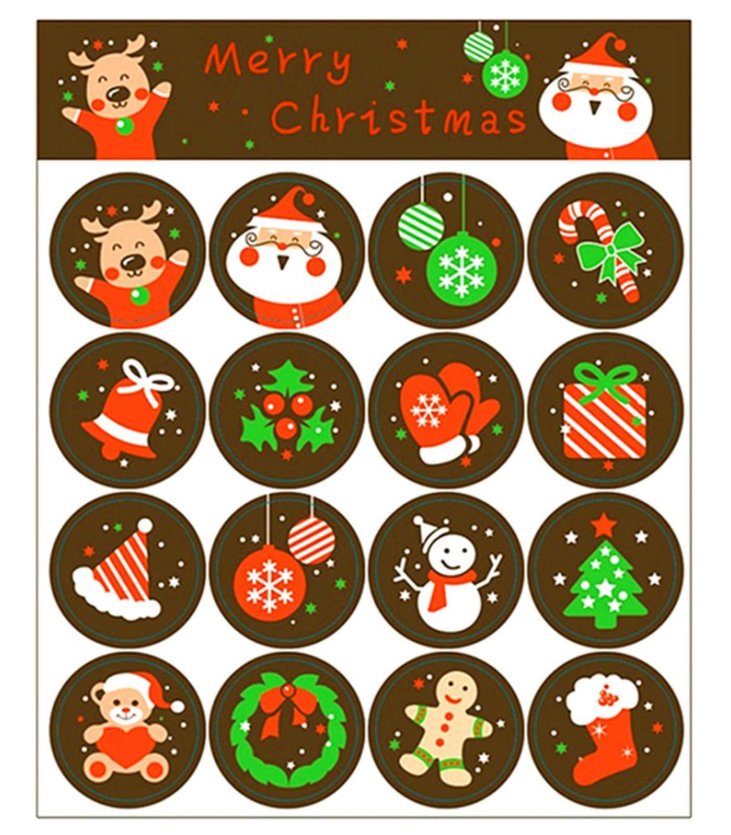 ALIMITOPIA Christmas Sticker Xmas Elements Self-Adhesive DIY Cartoon Sticker Gift Sealing Decoration Paster Baking Packing Label Wrapping Stickers Packaging Envelope Seals(10 Sheets,160pcs) - LeoForward Australia