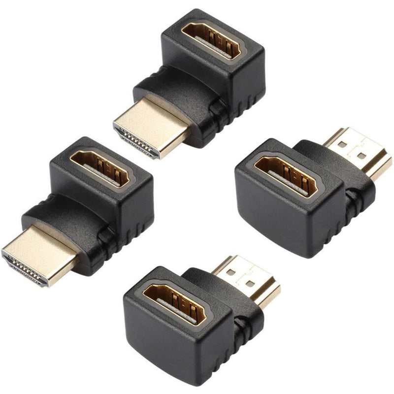 Warmstor 4 Pack Gold Plated HDMI 2.0 Male to Female Adapter Connector, 2 Combos Up Down 90 270 Degree Right Angle HDMI Cable Extender 3D&4K Supported - LeoForward Australia