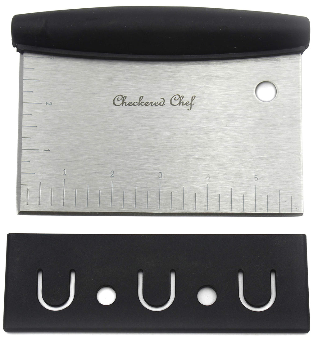  [AUSTRALIA] - Checkered Chef Dough Scraper And Chopper - Pastry Cutter, Icing Smoother, Bench Scraper Knife Stainless Steel With Plastic Cover