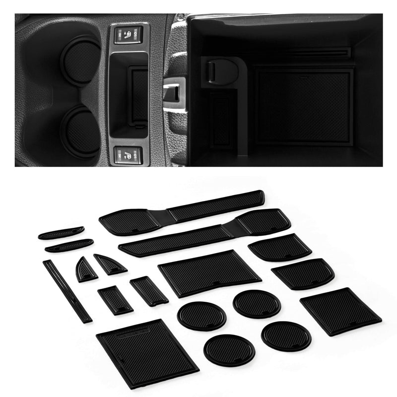  [AUSTRALIA] - CupHolderHero for Nissan Rogue 2014-2017 Custom Liner Accessories - Premium Cup Holder, Console, and Door Pocket Inserts 16-pc Set (Solid Black) Solid Black