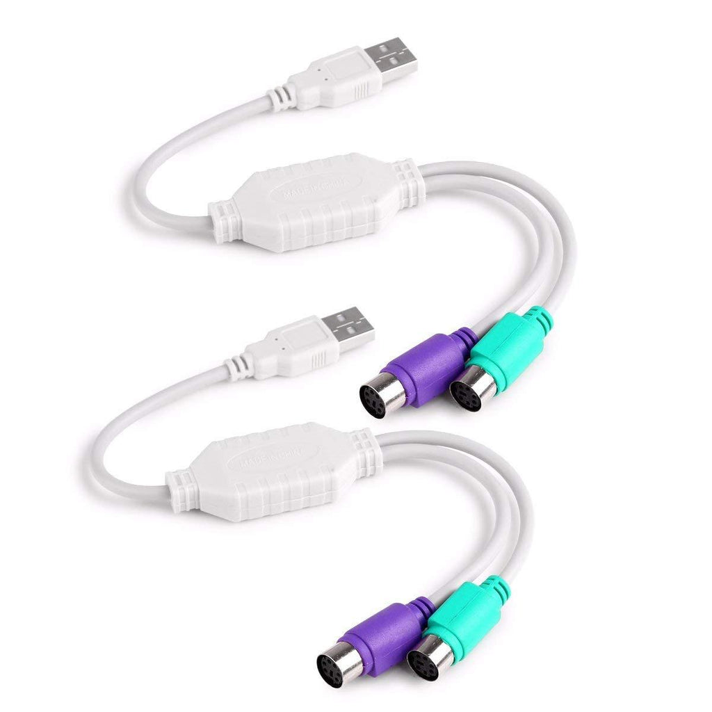 TraderPlus 2-Pack Dual PS/2 to USB Adapter for PS/2 Port Mouse and Keyboard, Male to Female Cable - LeoForward Australia
