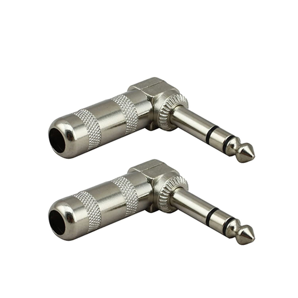  [AUSTRALIA] - 2Pack 6.35 mm (1/4") HUASEN Male Right Angle TRS Stereo Audio Plug for Guitar Cable Solder Connector Not Adapter Need Soldering 1/4 TRS Plug 2PCS