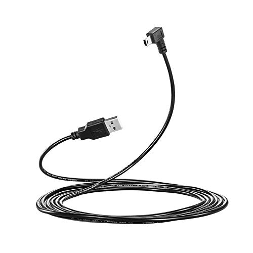  [AUSTRALIA] - LARRITS 10FT 3M USB 2.0 A to Mini B USB 5 Pin Cable 90 Degree Right Angle Data Sync Charge Cord with 5pc Wiring Clips for Garmin Nuvi GPS Car Dash Cam Camera GoPro Hero 4 3