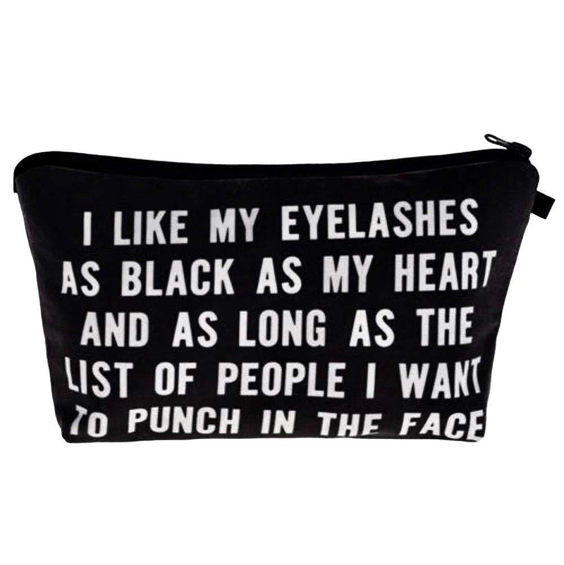 I Like My Eyelashes As Black As My Heart - Funny Mascara Makeup Bag With Saying For Women Cosmetics Toiletry and Travel Cute Eyelash Gifts - LeoForward Australia