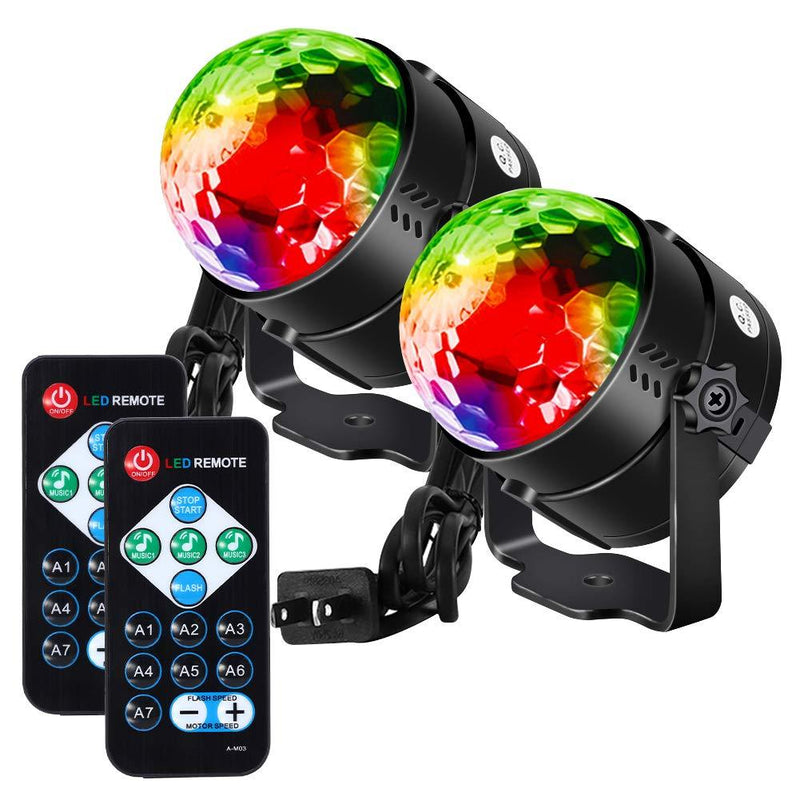 Litake Party Lights Disco Ball,Sound Activated Strobe Light with Remote,7 RGB Colors Changing DJ Stage Strobe Lights Indoor for Home Festival Bar Club Parties Xmas Birthday Wedding Show -2 Packs - LeoForward Australia