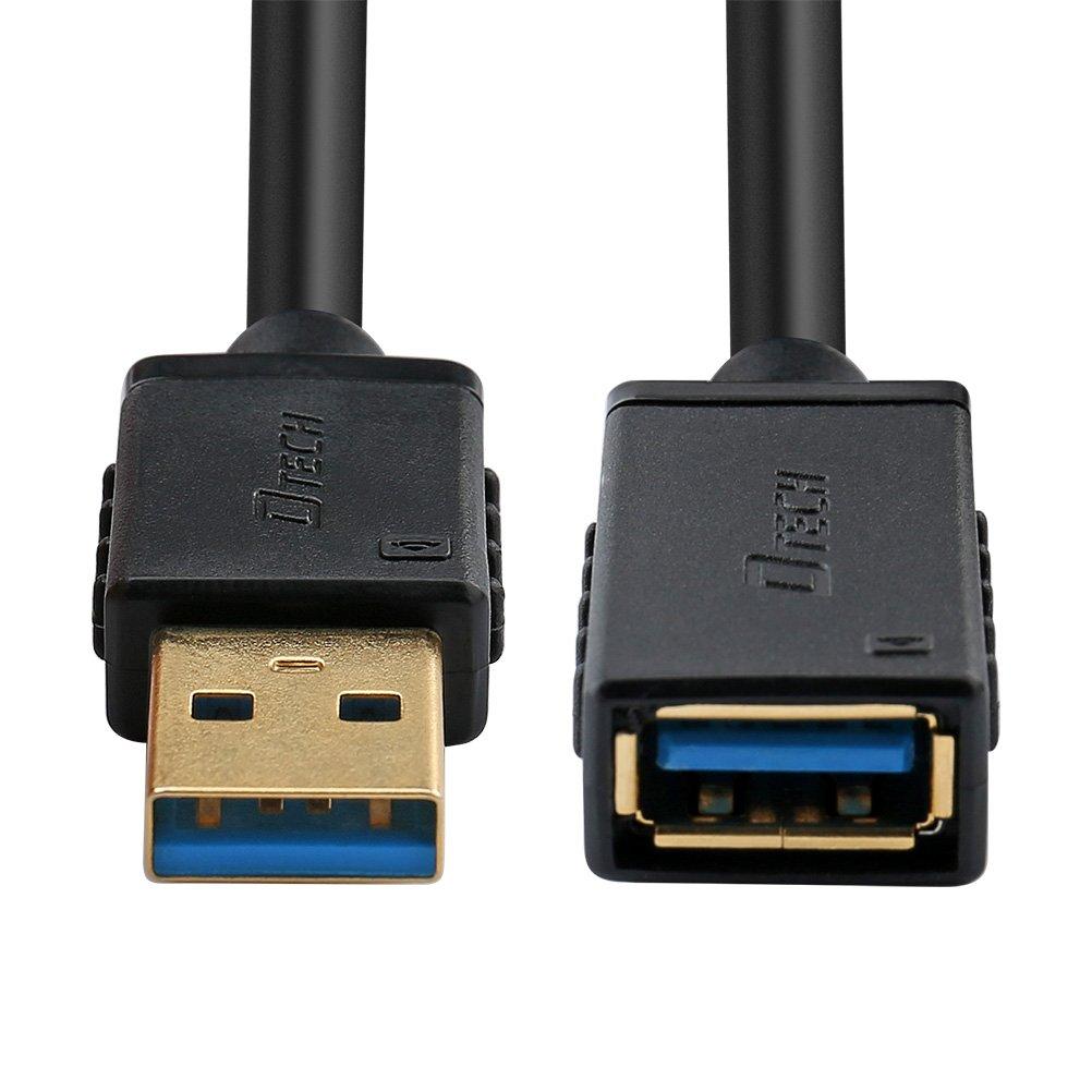  [AUSTRALIA] - DTECH 6ft USB 3.0 Extension Cable Type A Male to Female Port Cord with Gold Plated Connector (Black, 6 Feet)