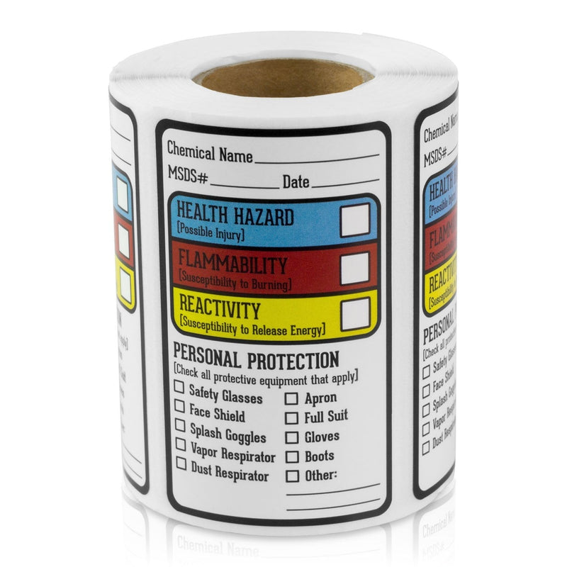 Right to Know Blank Writeable Sign SDS MSDS Chemical Name HMIG Write-in 2.5" x 1.5" Sticker Label for Warning Workplace Personal Check Secure Material Labeling- 300 Labels per roll / 1 roll - LeoForward Australia