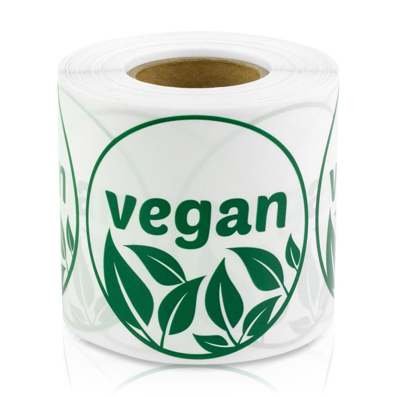 Vegan 2" Round Food Allergy Deli Green Lettering Labels Stickers (Green / 300 Labels per roll / 1 Rolls) 1 Roll - LeoForward Australia