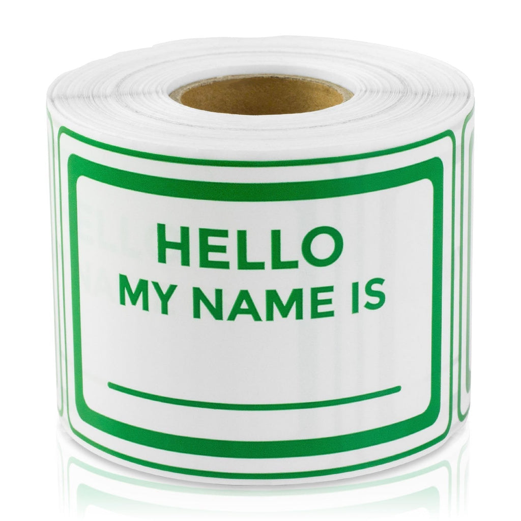 Hello My Names is 2" x 3" Name Tag Badge for Kids Employee Reunion Professional Partie School Event Label Stickers Blue 300 Labels per roll 1 roll Green - LeoForward Australia