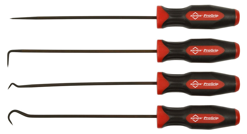  [AUSTRALIA] - Mayhew Tools 13091 ProGrip Miniature Long Pick Set, Black Oxide Finish, 4 piece set