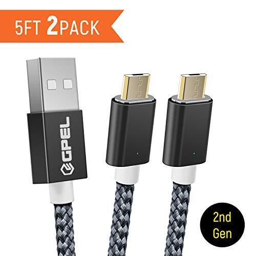 Micro USB 2nd Gen. GPEL Easy One Touch Magnetic Cable 5ft Nylon Braided Cord to USB for Samsung Galaxy S7 Edge S7 S6 Kindle HTC LG Sony Xbox One PS4 & More (2-Pack) - LeoForward Australia