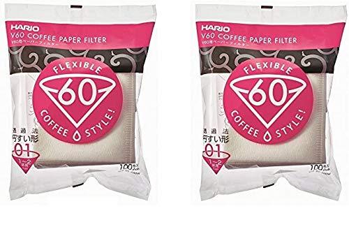  [AUSTRALIA] - [2pcs set] Hario V60 Misarashi Coffee Paper Filter (Size 01, 100 Count, White) 200 Total