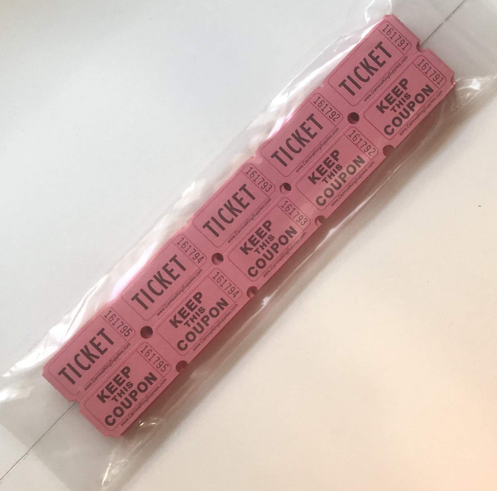  [AUSTRALIA] - 100 Pink Colored Raffle Tickets Double Roll 50/50 Carnival Fair Split The Pot One Hundred Consecutively Numbered Fundraiser Festival Event Party Door Prize Drawing Perforated Stubs by C K