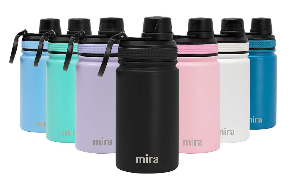  [AUSTRALIA] - MIRA 12 oz Stainless Steel Water Bottle - Metal Thermos Flask Keeps Cold for 24 Hours, Hot for 12 Hours - Wide Mouth & Double Wall Vacuum Insulated - Black 12 oz (350 ml)