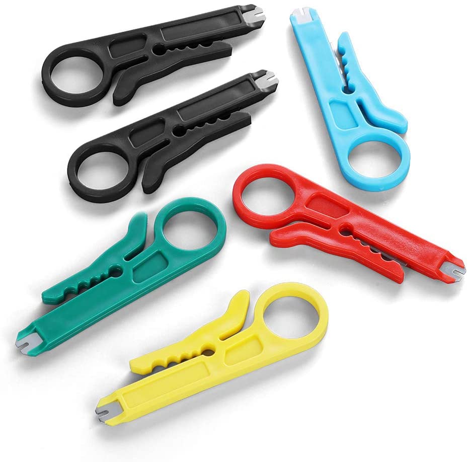  [AUSTRALIA] - Mini Wire Stripper, 6 Pcs Network Wire Stripper Punch Down Cutter for Network Wire Cable, RJ45/Cat5/CAT-6 Data Cable, Telephone Cable and Computer UTP Cable