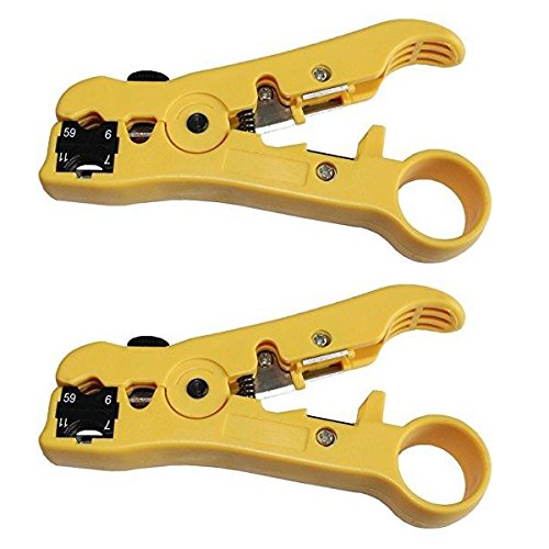  [AUSTRALIA] - Pack 2pcs Universal Cable Wire Stripper Cutter Stripping Tool for Flat or Round UTP Cat5 Cat6 Wire Coax Coaxial