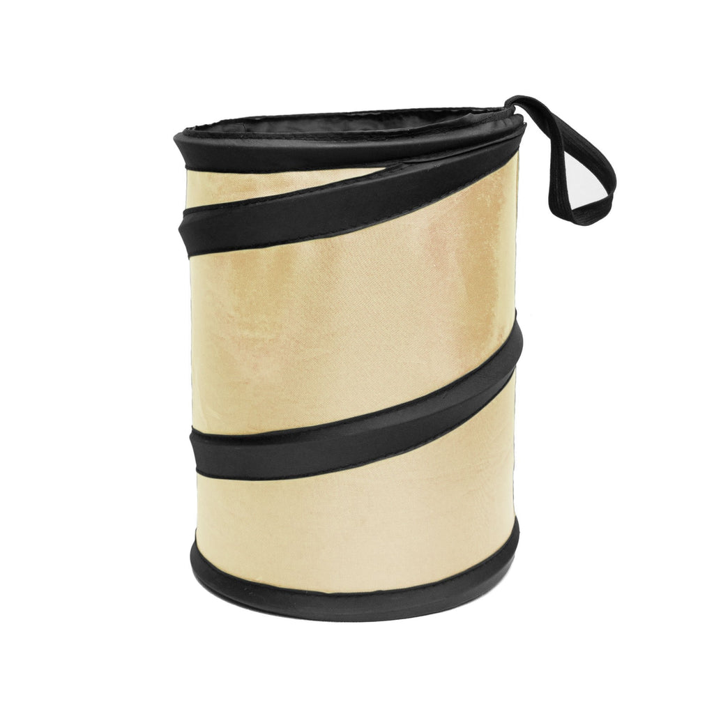  [AUSTRALIA] - FH Group FH1120BEIGE Auto Car Trash Can Portable Collapsible Car Trash Can Waterproof Garbage Container Small, Beige Color