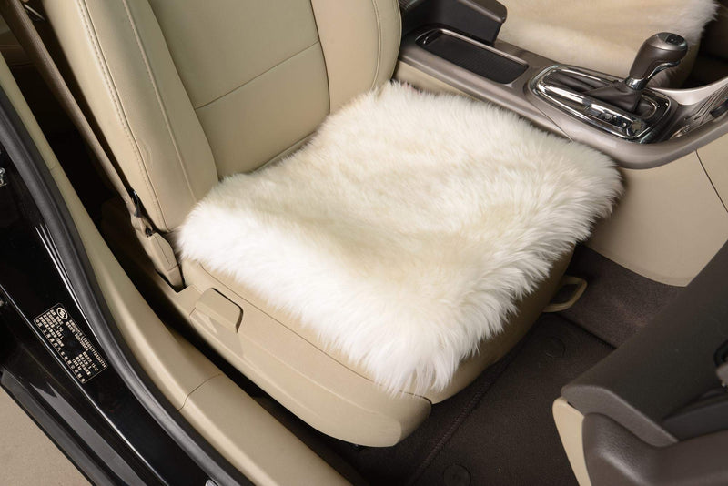  [AUSTRALIA] - Gracefur 1 pc Sheepskin Soft Stylish Car Seat Covers Universal Fit Durable Breathable Seat Cushion Cover for Car/Chair White