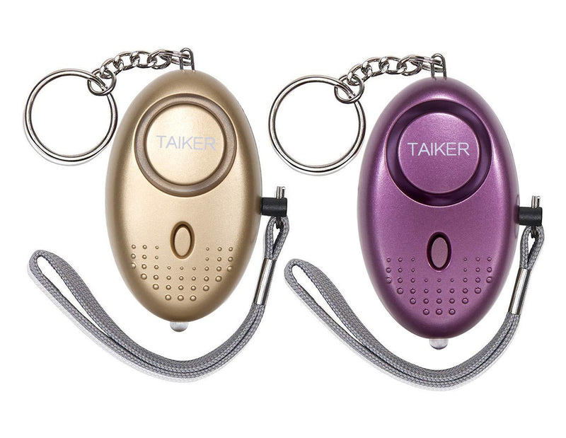 Taiker Personal Alarm for Women 140DB Emergency Self-Defense Security Alarm Keychain with LED Light for Women Kids and Elders-2 Pack Gold/Purple - LeoForward Australia