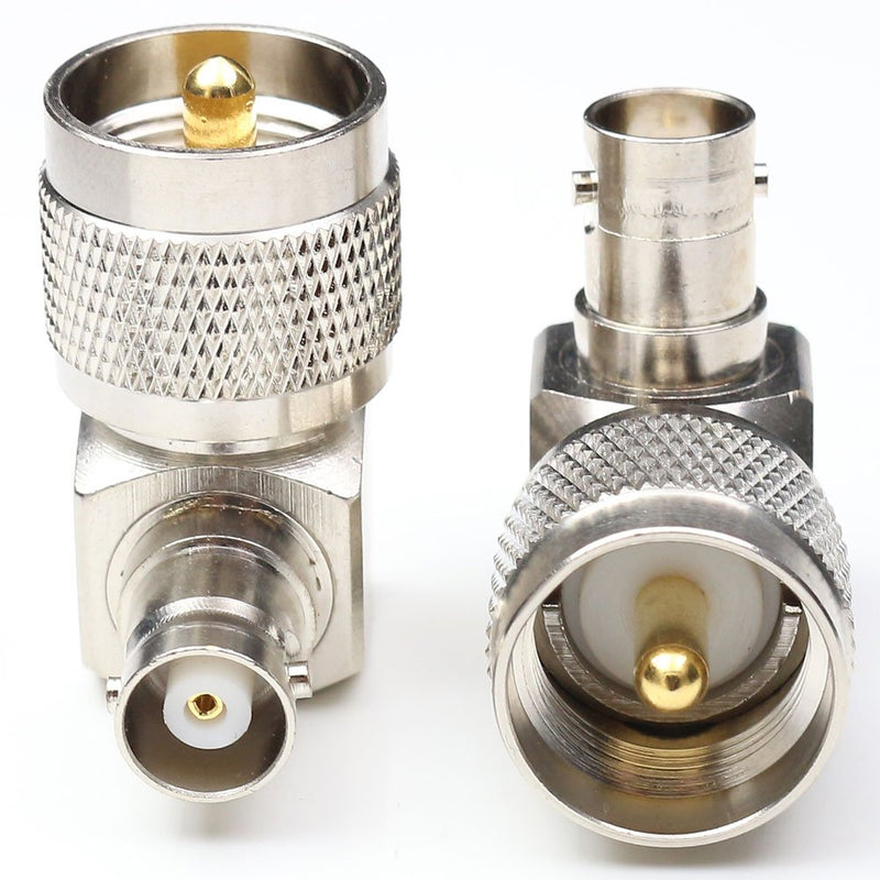  [AUSTRALIA] - ANHAN UHF Male to BNC Female Right Angle Connectors, UHF to BNC Connectors PL259 Connector Pl259 to BNC 90 Degree Adapters Ham CB Radio Antenna Adapters 2 Packs