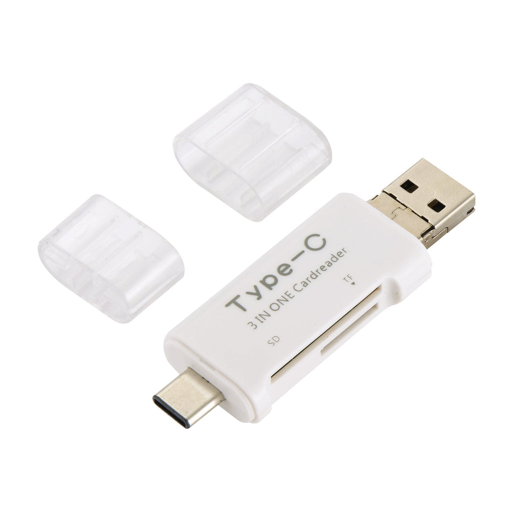  [AUSTRALIA] - Innolage Type-C & Micro USB & USB 3-in-1 Multi-Function Card Reader (White) White