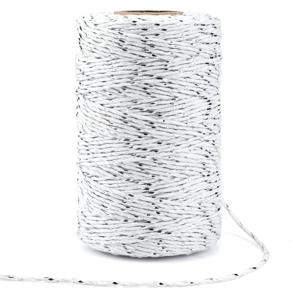  [AUSTRALIA] - 328 Feet Cotton Baker's Twine Gift Wrapping Holiday Twine Wedding Christmas String Cotton Cord Rope Silver
