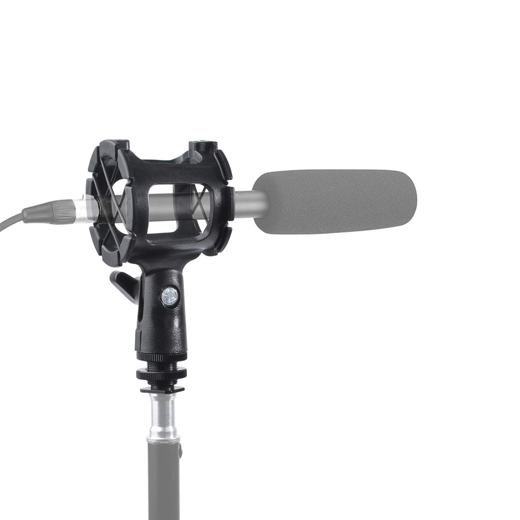  [AUSTRALIA] - Bestshoot Microphone Shock Mount Universal Holder Clip + Hot Shoe Adapter for Condenser Shot gun Mic D230, ME66, NTG-2,NTG-1, AT-875R Neewer NW-81(1Pack)