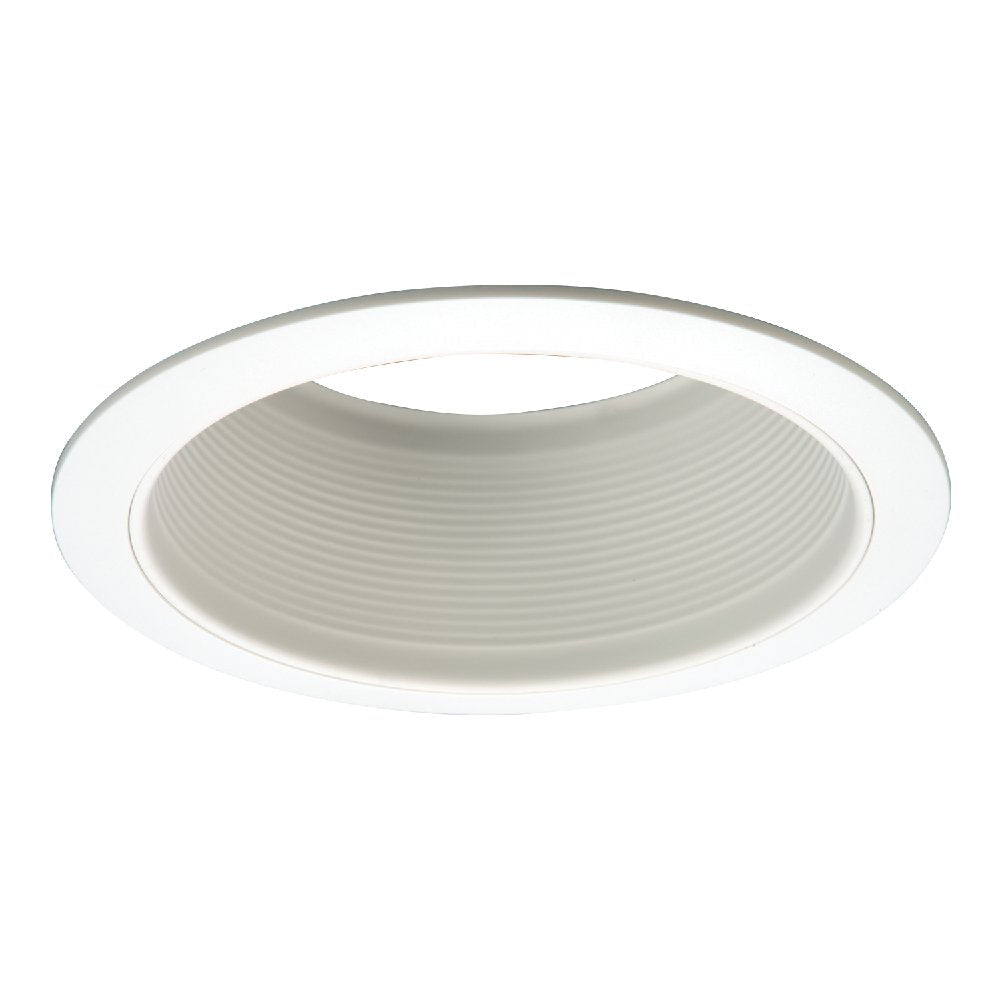  [AUSTRALIA] - HALO 6101WB 6" White Straight-Side Metal Baffle Recessed Trim with 2 White Rings, Narrow and Wide, White