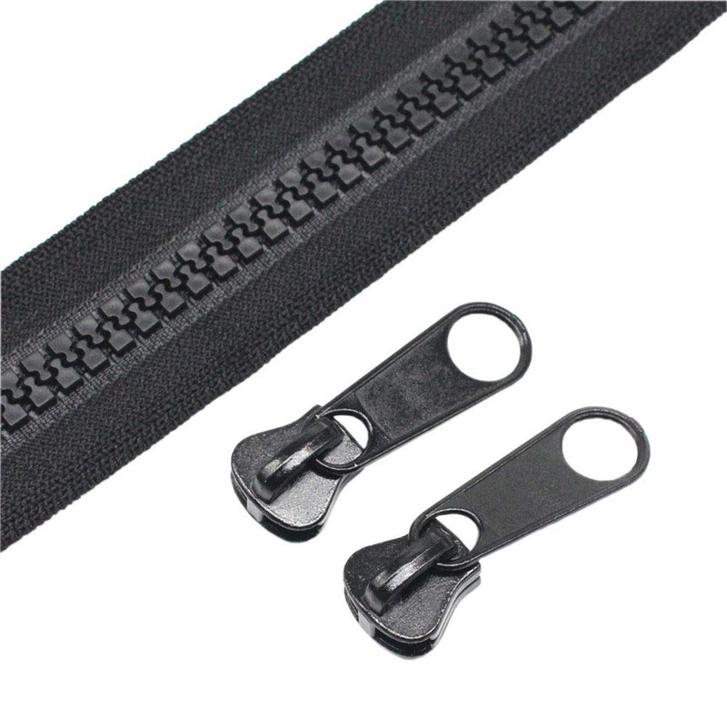  [AUSTRALIA] - YaHoGa #10 Large Plastic Zipper by The Yard Bulk Black 5 Yards with 10pcs Long Sliders for DIY Sewing Tailor Crafts Canvas Bags Tents (5 Yards)