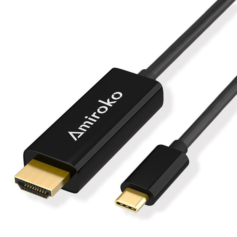 USB-C to HDMI Cable, Amiroko USB 3.1 Type C (Thunderbolt 3 Compatible) to HDMI 4K Cable Adapter for MacBook Pro 2016, MacBook 12", Samsung Galaxy S8/S8+ etc to HDTV, Monitor, Projector (6FT) Black - LeoForward Australia