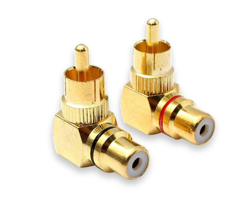 Besmelody RCA Male to Female Plug Adapters M/F Gold-Plated Connector 90 Degree Right Angle - LeoForward Australia