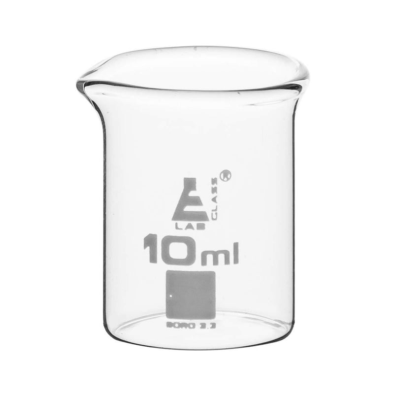 Beaker, 10ml - Low Form with Spout - Ungraduated - Borosilicate 3.3 Glass - Eisco Labs - LeoForward Australia