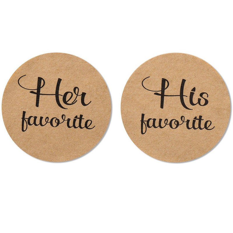 80-Pack- 2” Kraft his Favorite & her Favorite Wedding Stickers, Rustic Wedding Favor Stickers Labels - LeoForward Australia