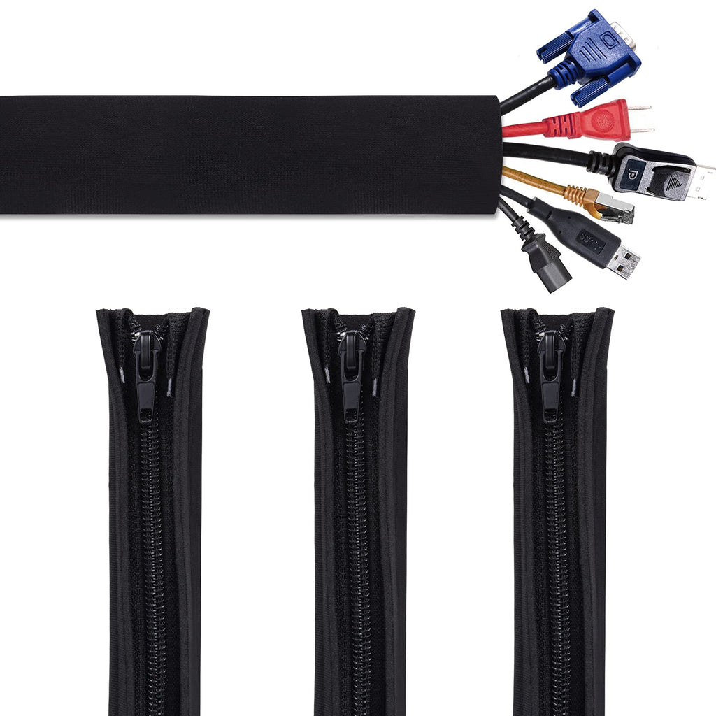  [AUSTRALIA] - Bestfy Cord Organizer System Cable Management Sleeve, 19.5 inch, Wire Cover with Zipper, Cable Wrap, Cord Sleeves for TV, Computer, Office, Home Entertainment, 4 Pack