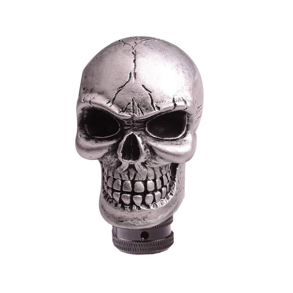  [AUSTRALIA] - SMKJ Universal Bone Resin Skull Head Style Car Shift Knob Shifter Knobs Lever Gear Stick for Most Manual or Automatic Transmission Vehicles(Silver) Silver