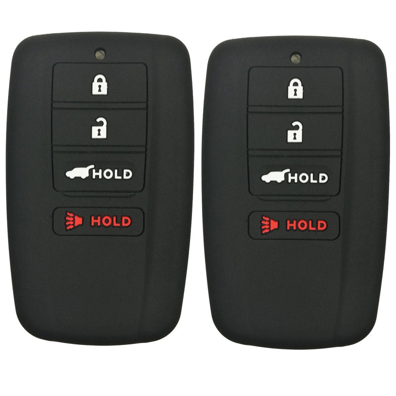  [AUSTRALIA] - Coolbestda 2Pcs Rubber 4buttons Smart Key Fob Full Protector Remote Skin Cover Case Keyless Jacket for Acura RLX RDX MDX ILX TLX Black