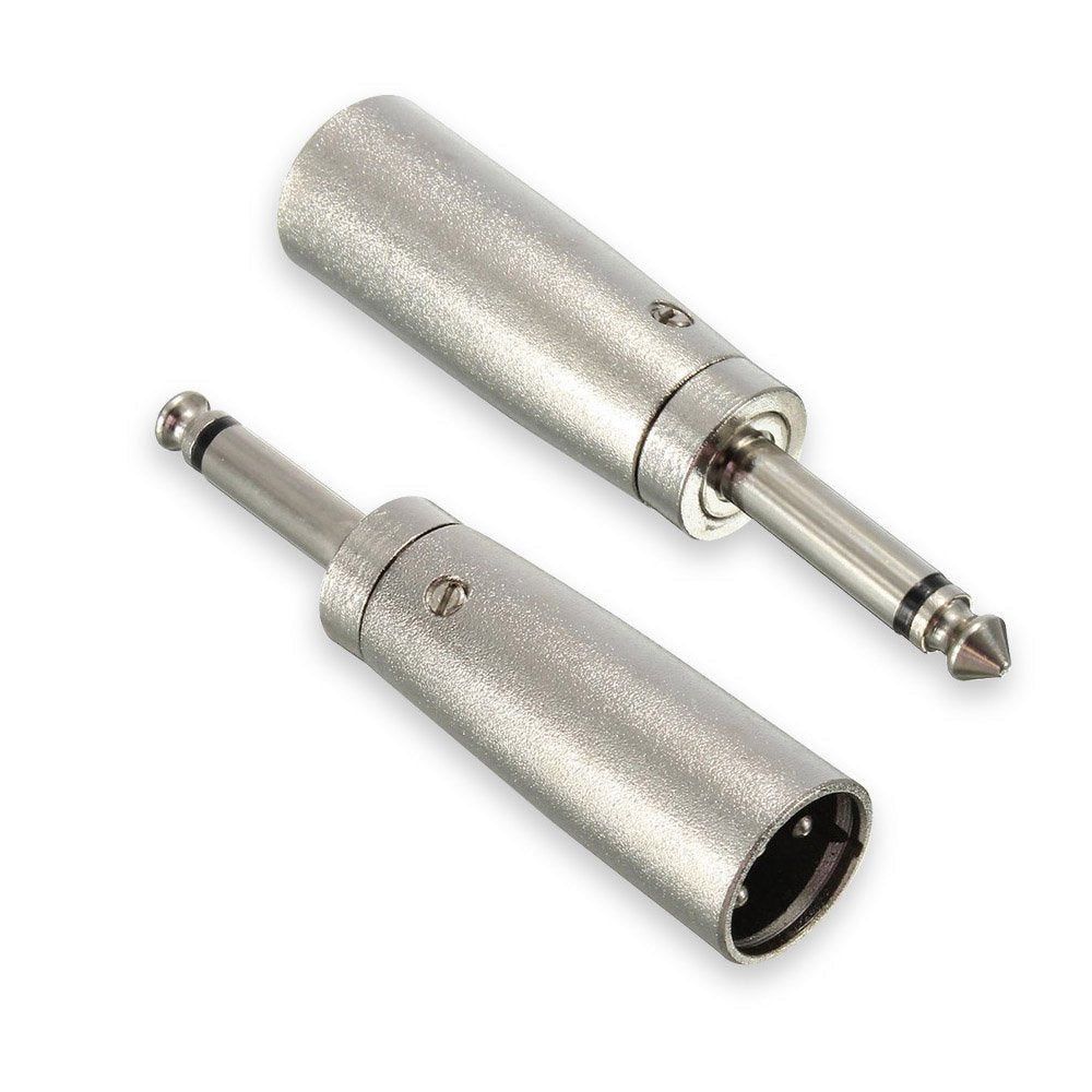  [AUSTRALIA] - DCFun XLR to 6.35mm Adapter, Mono 1/4" 6.35mm Male to XLR Male Connector for Microphone Jack Plug Converter - Pack of 2