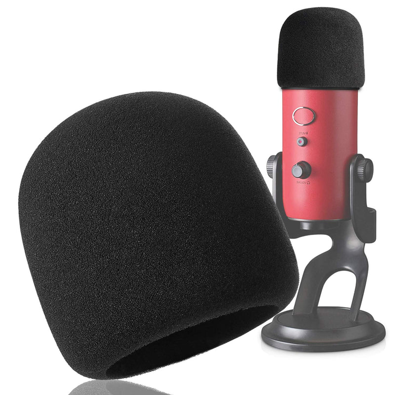  [AUSTRALIA] - Foam Microphone Windscreen - YOUSHARES Mic Cover Pop Filter for Blue Yeti, Yeti Pro Condenser Microphones (Black) Foam Black