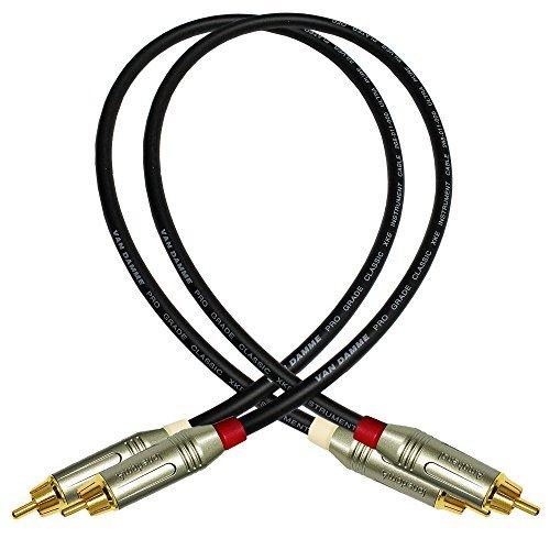 2 Foot - RCA Cable Pair Custom Made by WORLDS BEST CABLES – Made Using Van Damme Pro Grade Classic XKE Instrument (Jet Black) Wire & Amphenol ACPR Die-Cast, Gold Plated RCA Connectors - LeoForward Australia