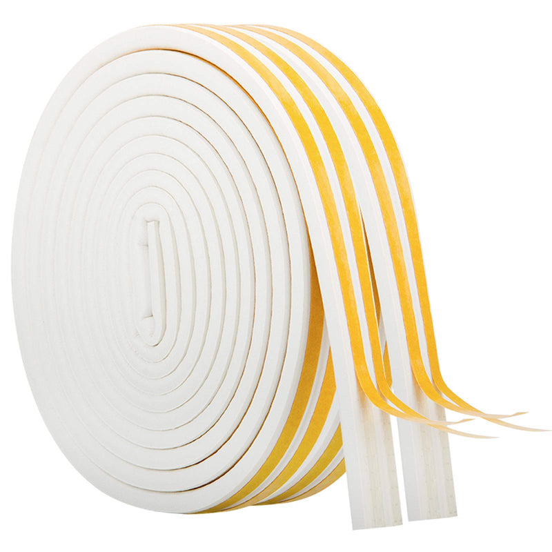  [AUSTRALIA] - 33Feet Long Weather Stripping for Door,Insulation Weatherproof Doors and Windows Seal Strip,Collision Avoidance Rubber Self-Adhesive Weatherstrip,(2 Rolls,16.5Ft/10m Each,White) 33Ft White