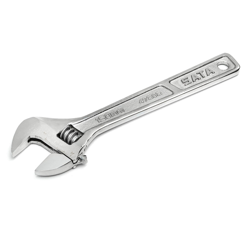  [AUSTRALIA] - SATA 6-inch Professional Adjustable Wrench with Forged Alloy Steel Body, Wide Jaw, and a Chrome Plated Finish - ST47202SC 6"