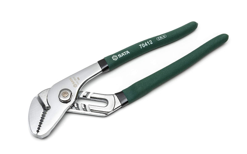 [AUSTRALIA] - SATA 10-Inch Tongue-and-Groove Pliers, Straight Jaw Design, with Chrome Vanadium Steel Construction and Green Dipped Handles - ST70412ST, 10" 10"