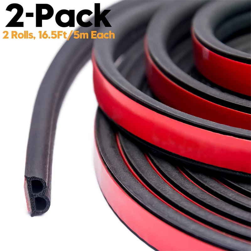  [AUSTRALIA] - Universal Self Adhesive Auto Rubber Weather Draft Seal Strip 51/100 Inch Wide X 1/5 Inch Thick,Weatherstrip for Car Window and Door,Engine Cover Soundproofing,Total 33Feet Long(2 Rolls of 16.5 Ft Long 33 Feet Long