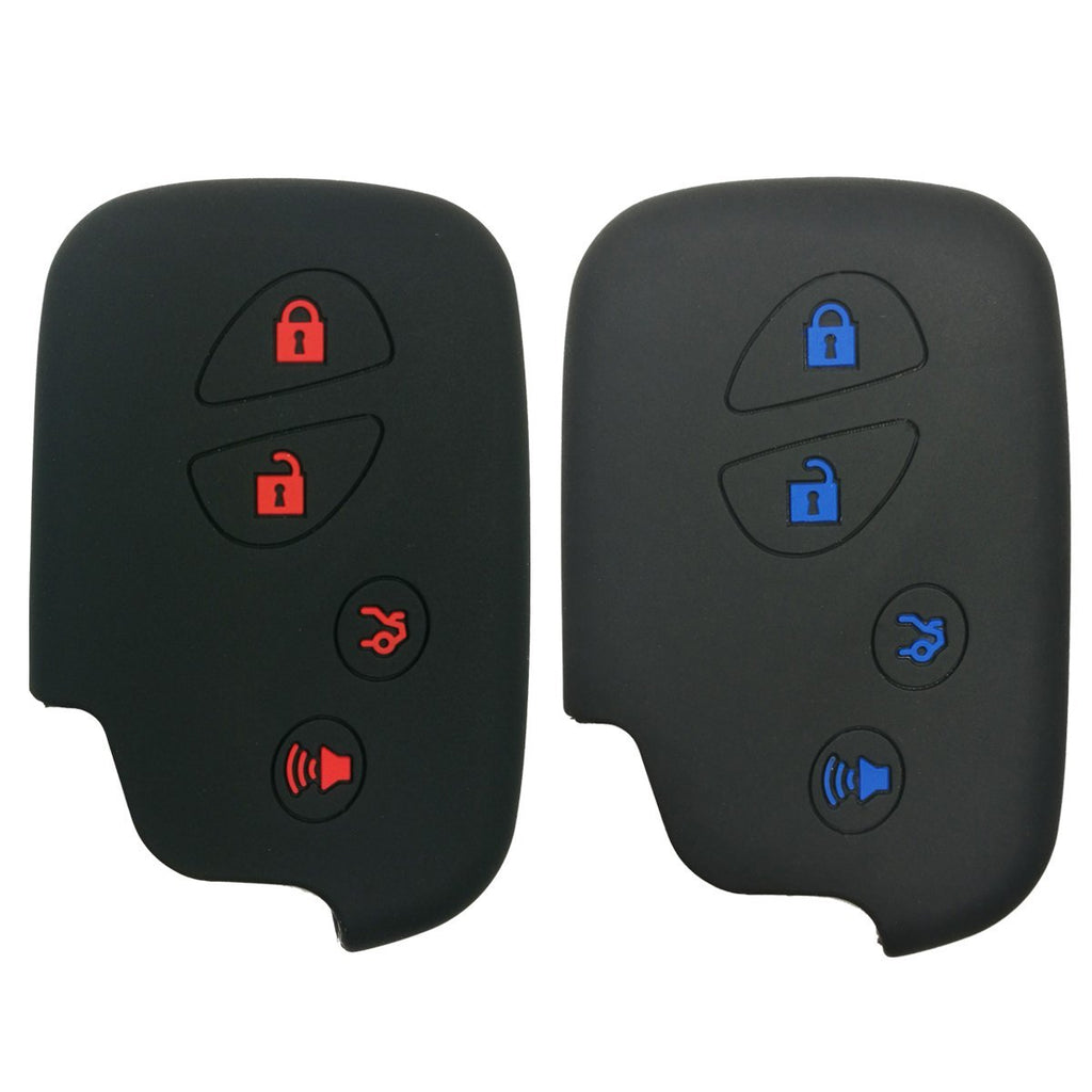 Coolbestda 2X Key fob Remote Cover Case Remote Control Jacket for Lexus RX350 ES350 IS250 GX460 LX570 IS350 GS430 GS300 GS450h is-C is-F HYQ14AEM HYQ14ACX GX460 GS300 1xblack With Blue 1x Black With Red - LeoForward Australia