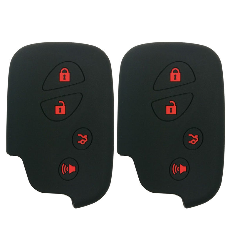  [AUSTRALIA] - Coolbestda 2X Key Fob Case Skin Keyless Entry Remote Holder for Lexus RX350 ES350 IS250 GX460 LX570 IS350 GS430 GS300 GS450h is-C is-F HYQ14AEM HYQ14ACX GX460 2Pcs Black with Red