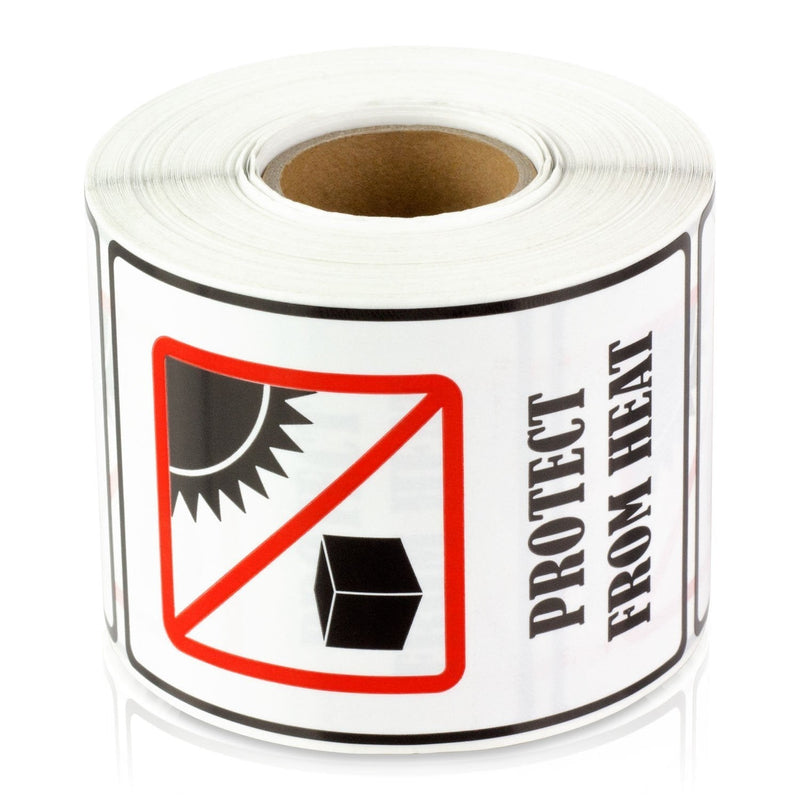 Protect from Heat 3" x 2" International Safe Shipping Handling Caution Labels Stickers (300 Labels per roll / 1 roll) - LeoForward Australia