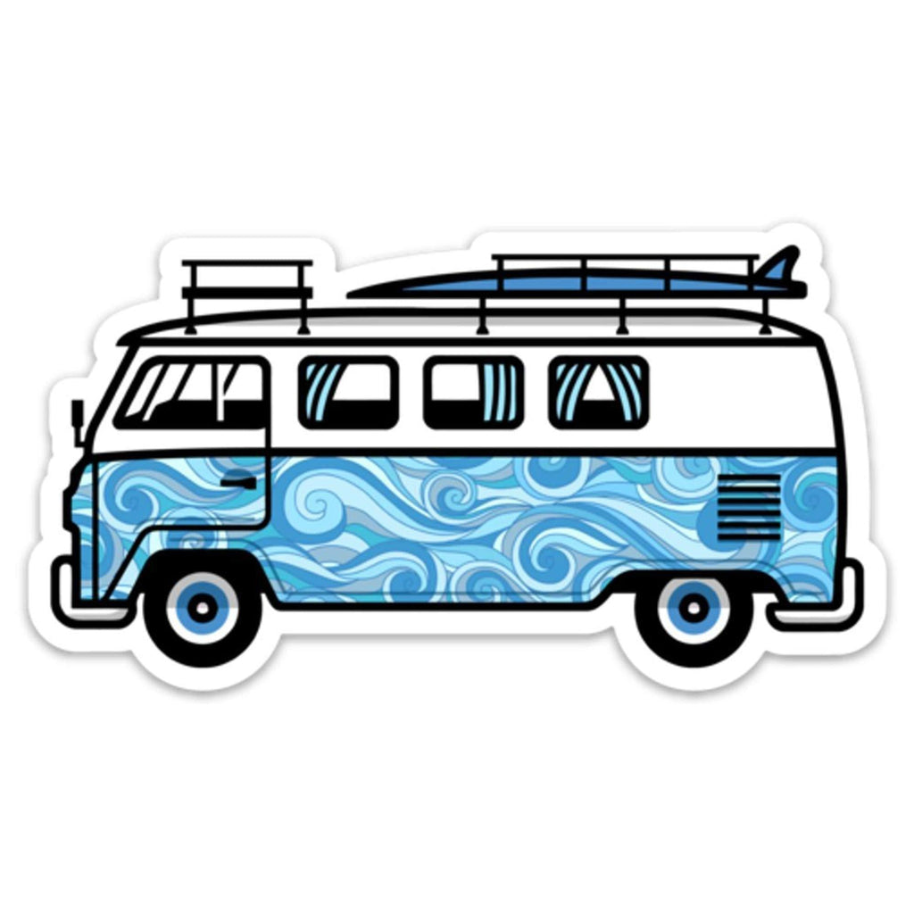 Stickeroonie Classic Aloha Surf Van Vinyl Sticker, Cool Water Resistant Sticker, 4” x 2.7” Size- Hippy Travel Outdoor California - LeoForward Australia