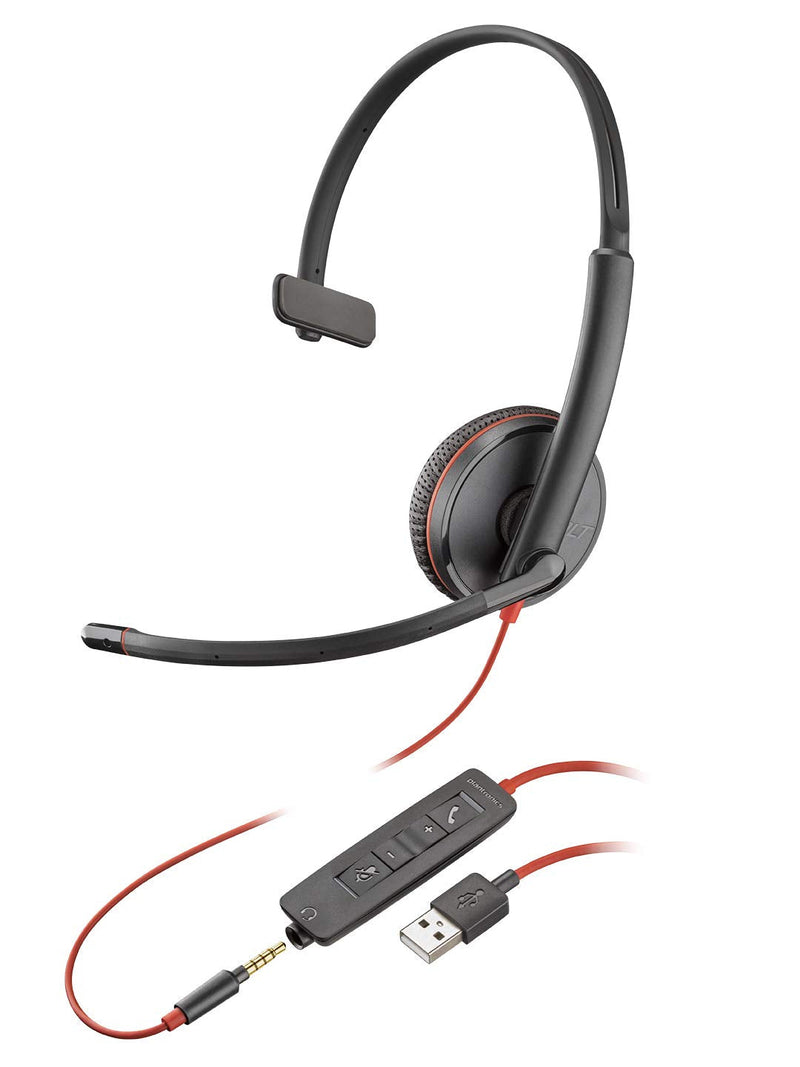  [AUSTRALIA] - Plantronics Blackwire 3215 USB-A Headset, On-Ear Mono Headset, Wired