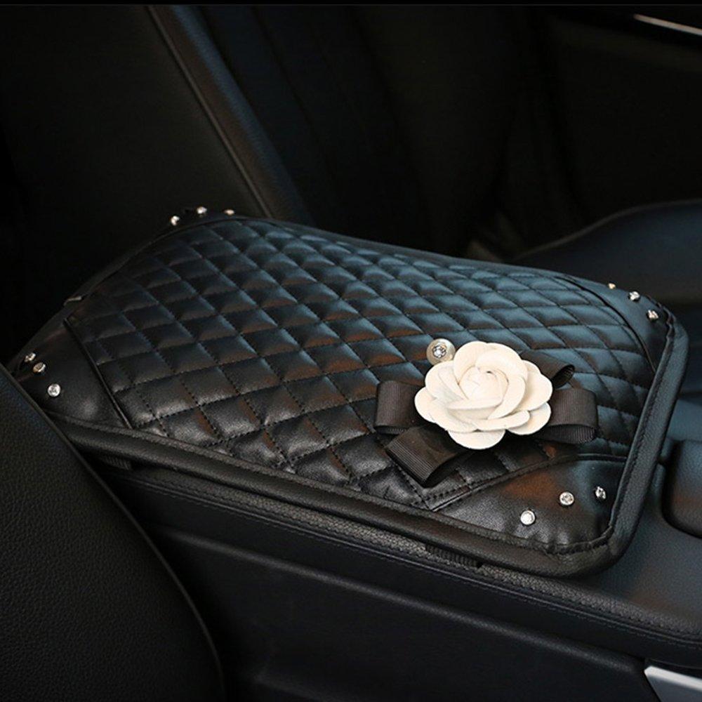  [AUSTRALIA] - INEBIZ Luxury Car Charm Beautiful Camellia Leather Center Console Armrest Soft Cover Pad